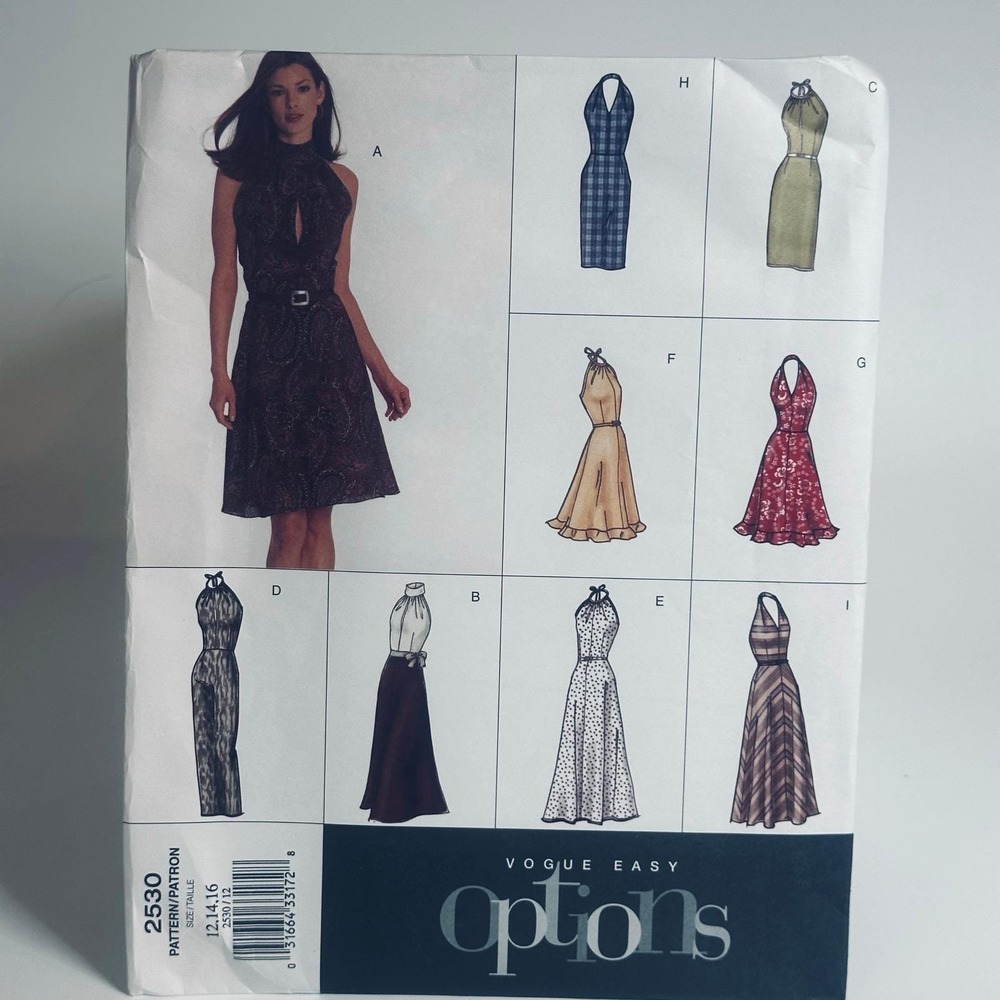 Vogue 2530 Sewing Pattern Misses 12 14 16 Halter Dress Uncut Factory Folded